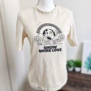 🆑️H&M Graphic Tee Earth Day Show More Love 100% Cotton Cream Vanilla Color XS